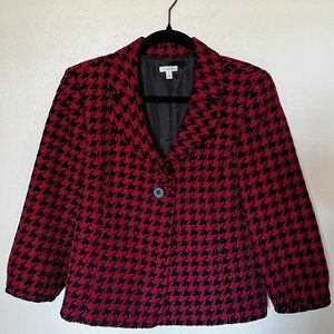 Red & Black Houndstooth Blazer 3/4 sleeve